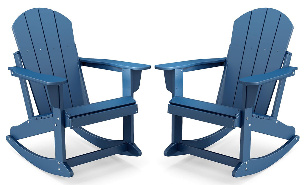 Blue HDPE Plastic Rocking Chairs Set of 2 G2321