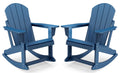 Blue HDPE Plastic Rocking Chairs Set of 2 G2321