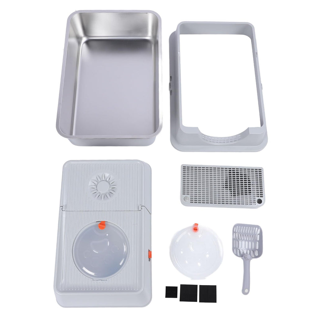Enclosed Stainless Steel Litter Box with Flip Top Lid D829637