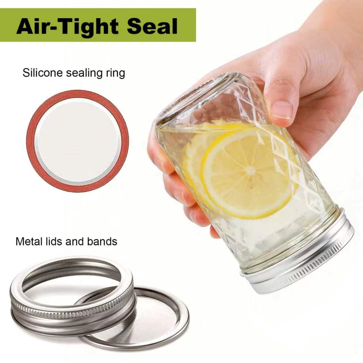 12 Pack Glass Mason Jars with Lids 16 oz & 8 oz D764