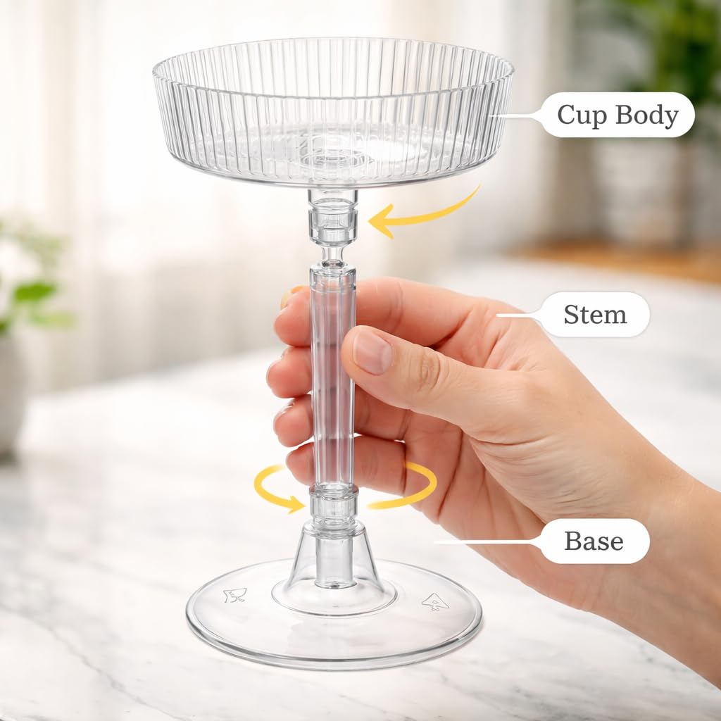 24 Pack 6oz Plastic Martini Glasses O894