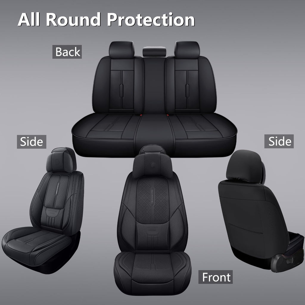 Black Leather 5-Seats Car Seat Covers J5765