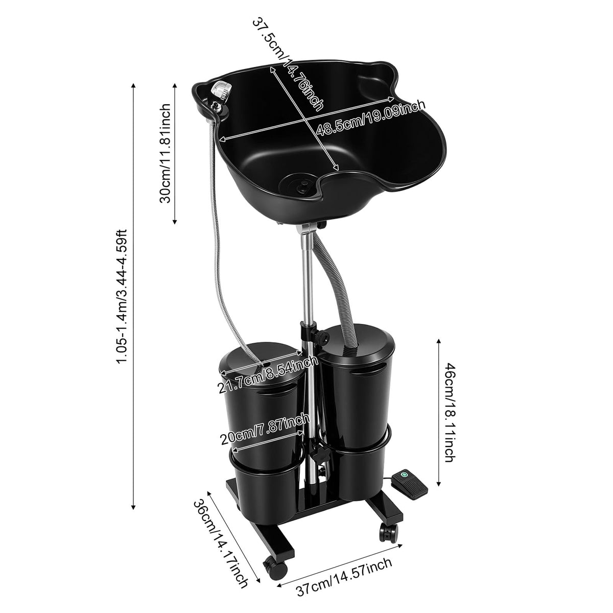 Portable Height Adjustable Shampoo Bowl with Electric Pump L131252
