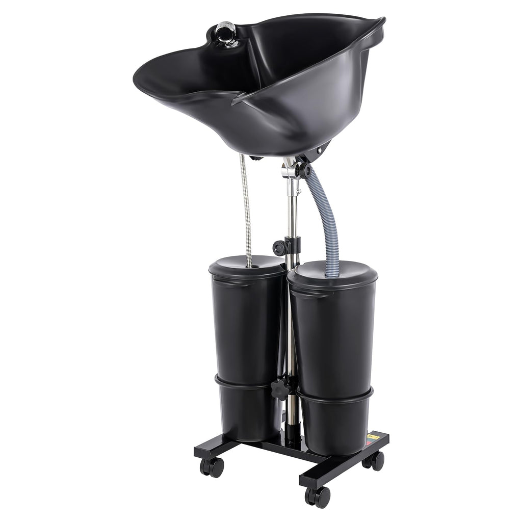 Portable Shampoo Wash Bowl with 2 Water Tanks Black A469