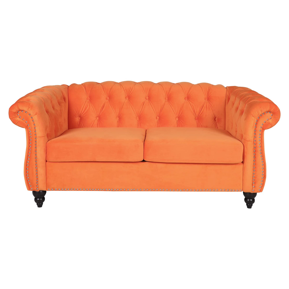 Orange Velvet 2 Seater Sofa Z694
