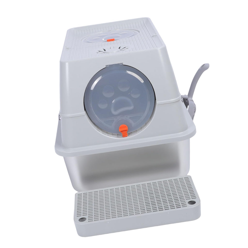 Enclosed Stainless Steel Litter Box with Flip Top Lid D829637