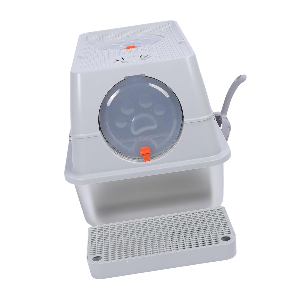 Enclosed Stainless Steel Litter Box with Flip Top Lid D829637