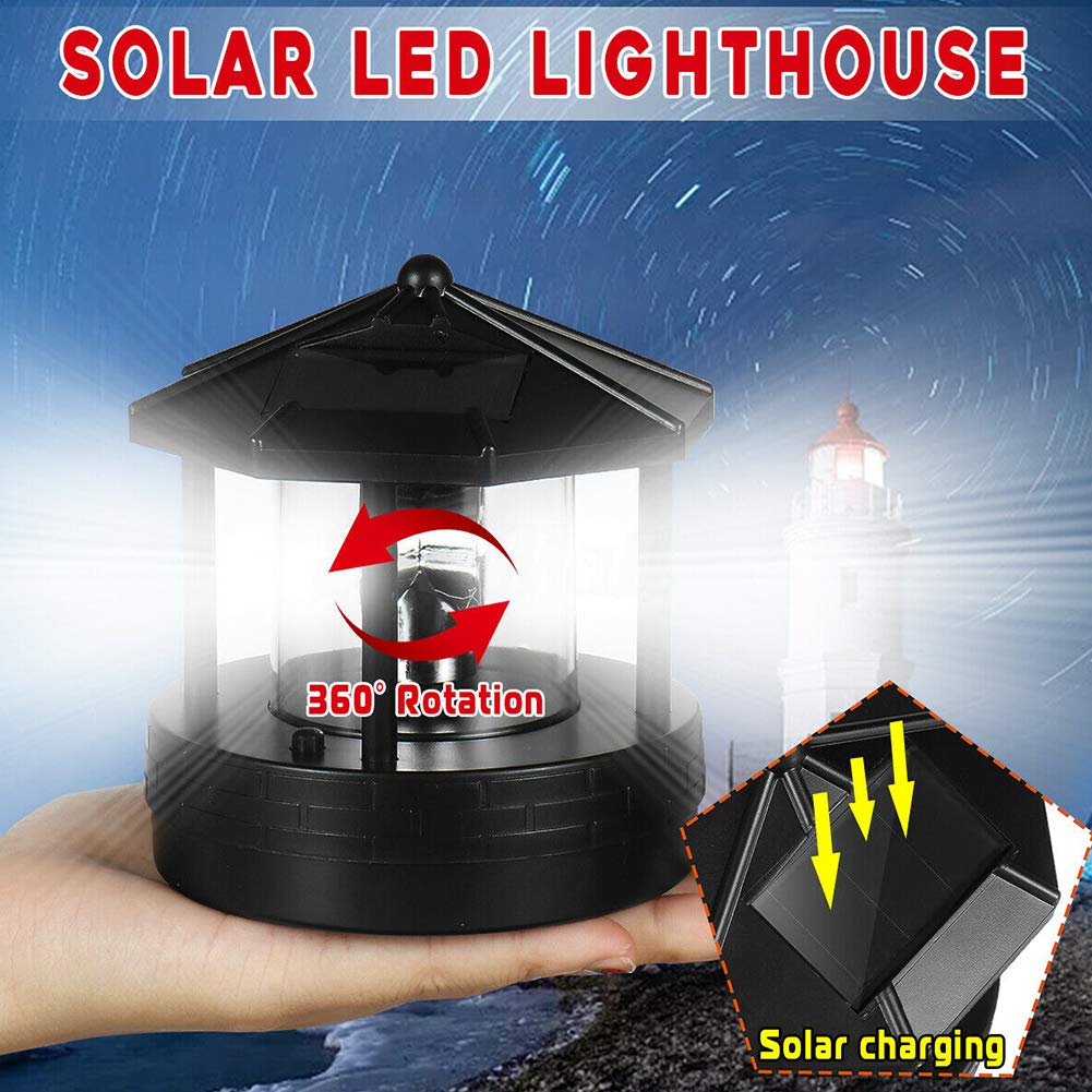 Solar Lighthouse Lamp 360° Rotatable LED IP44 Waterproof H3649