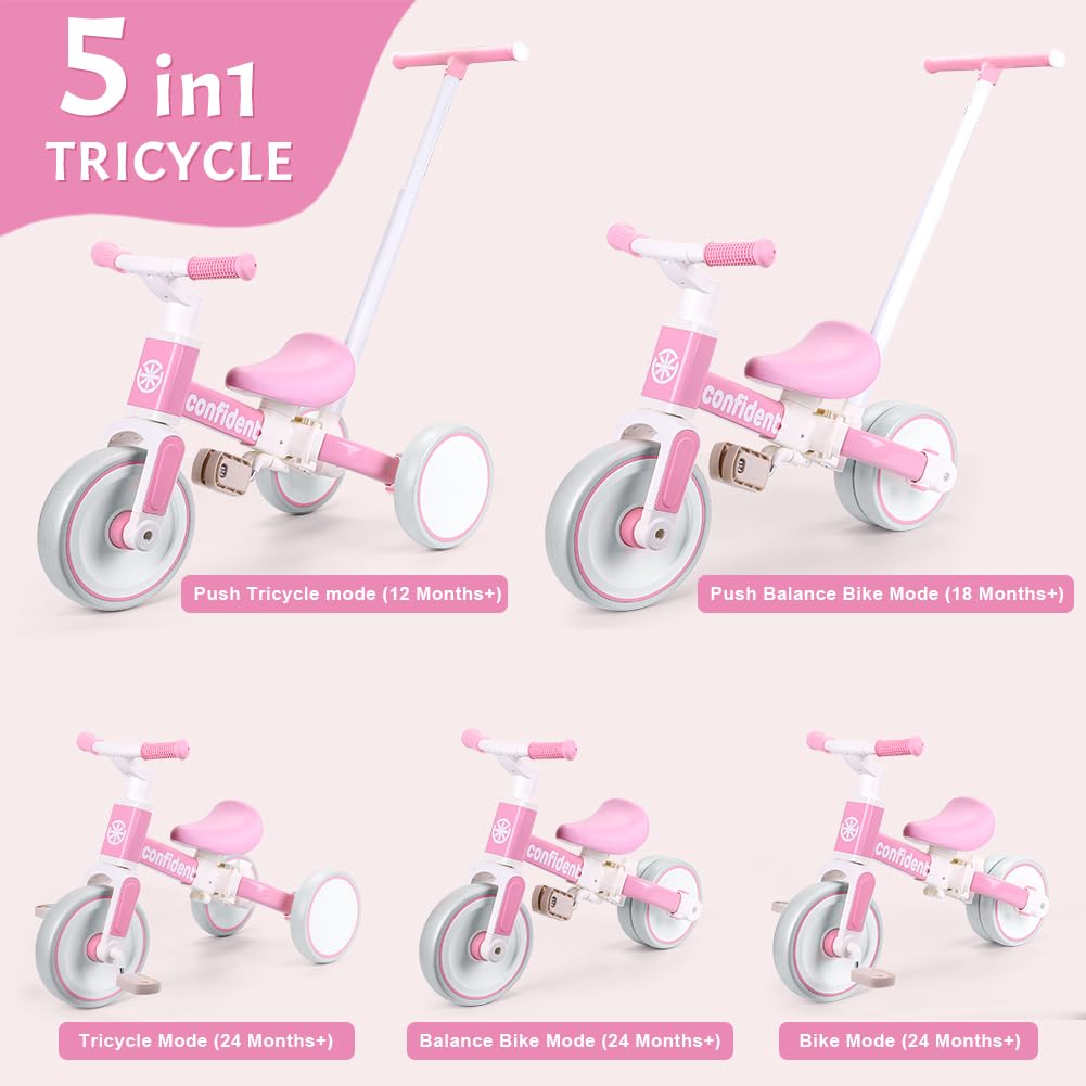 Tricycle for Toddlers 1-3 Year Olds, 5 in 1 Toddler Balance Bike L6915