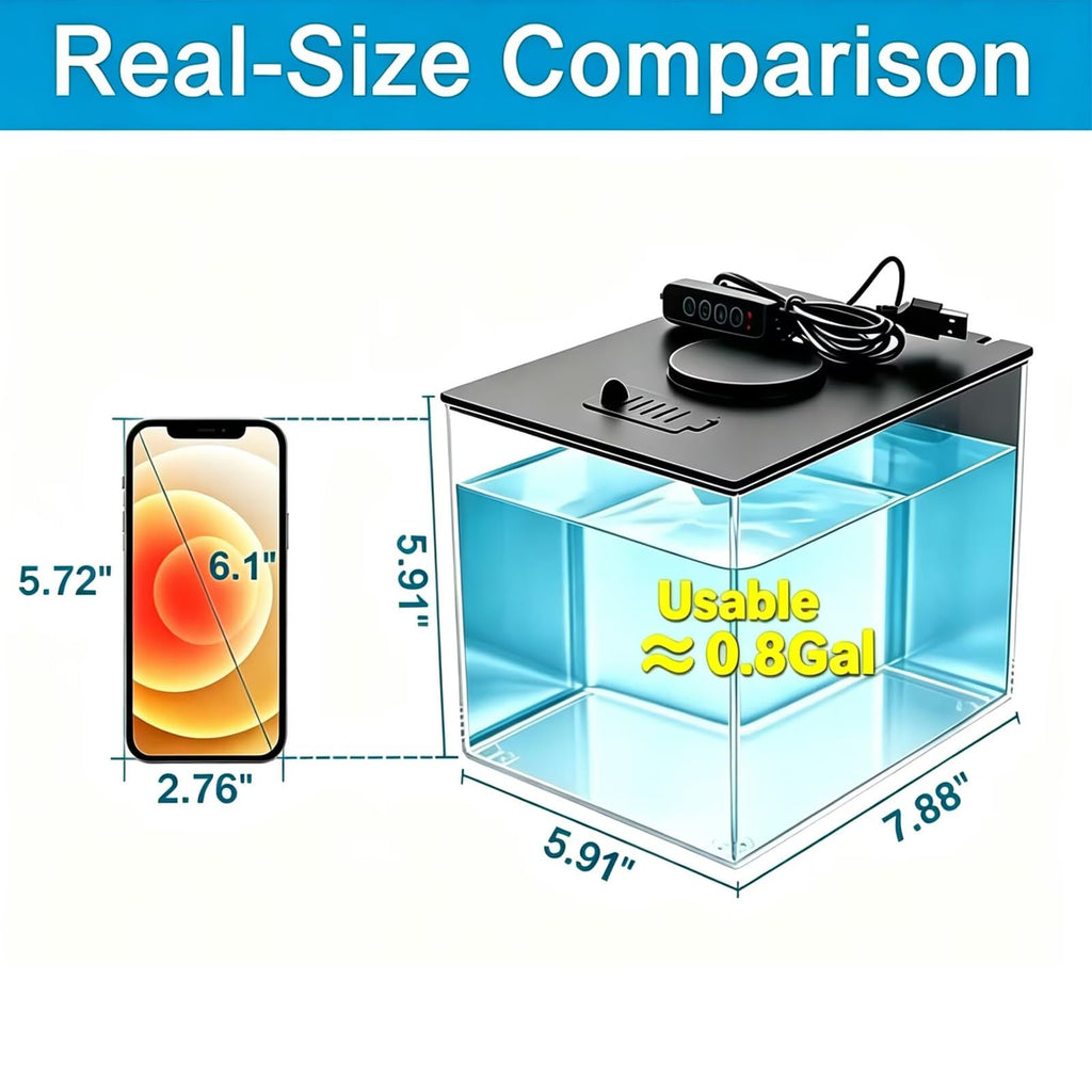 1 Gallon Betta Fish Tank with LED Light and Water Filter Pump Q19135