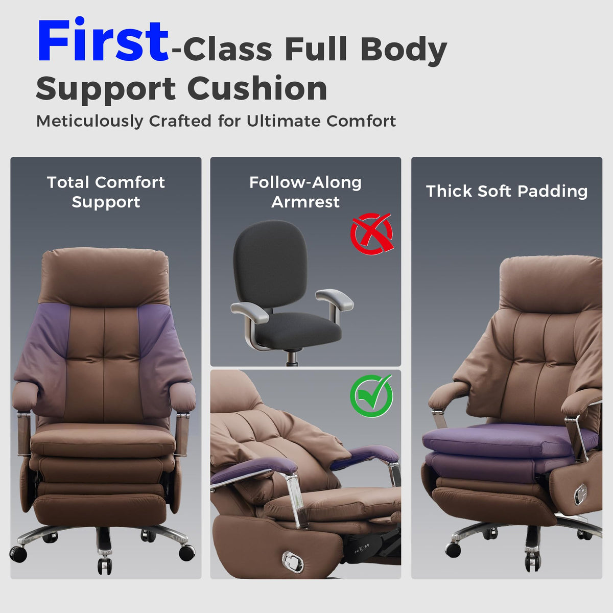 Brown PU Leather Recliner Chair with Footrest 400LBS C8127