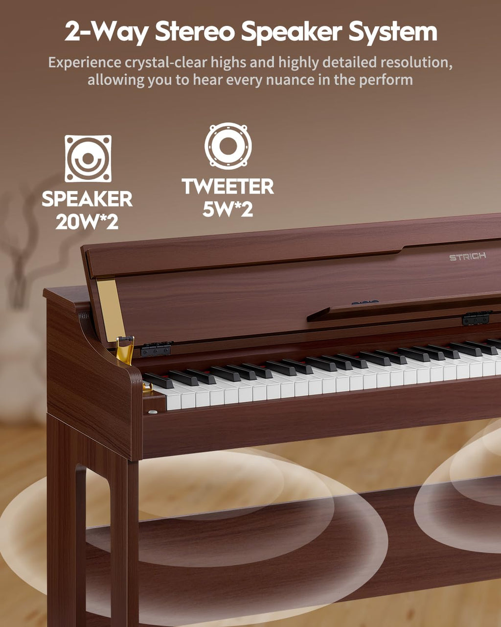88 Keys Hammer-Action Fully Weighted Digital Piano with Furniture Stand I961