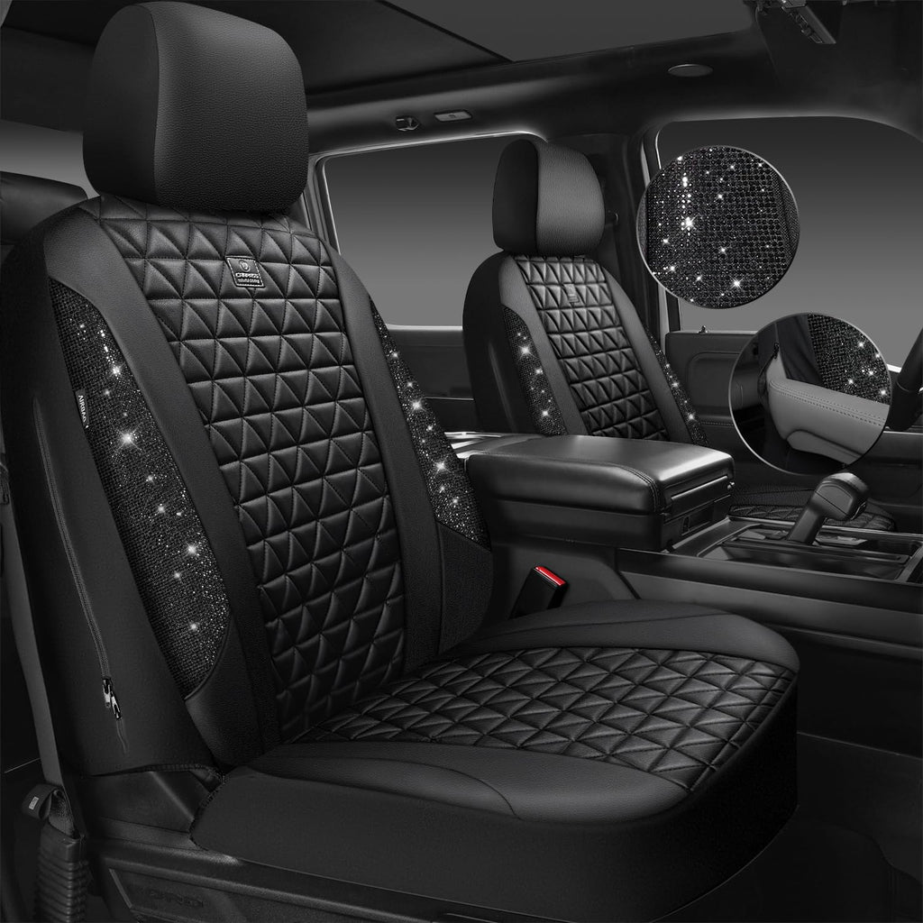 Black Leather Car Seat Covers Full Set W4046