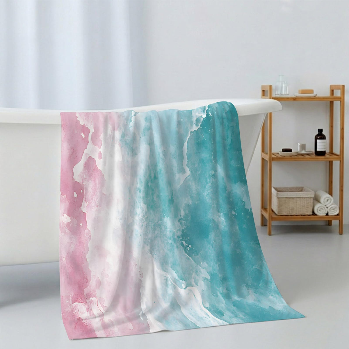Teal Pink Gradient Cotton Towel Set 3 Pack U8823