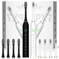 2 Pack Electric Toothbrush with 8 Brush Heads Black+White X2451
