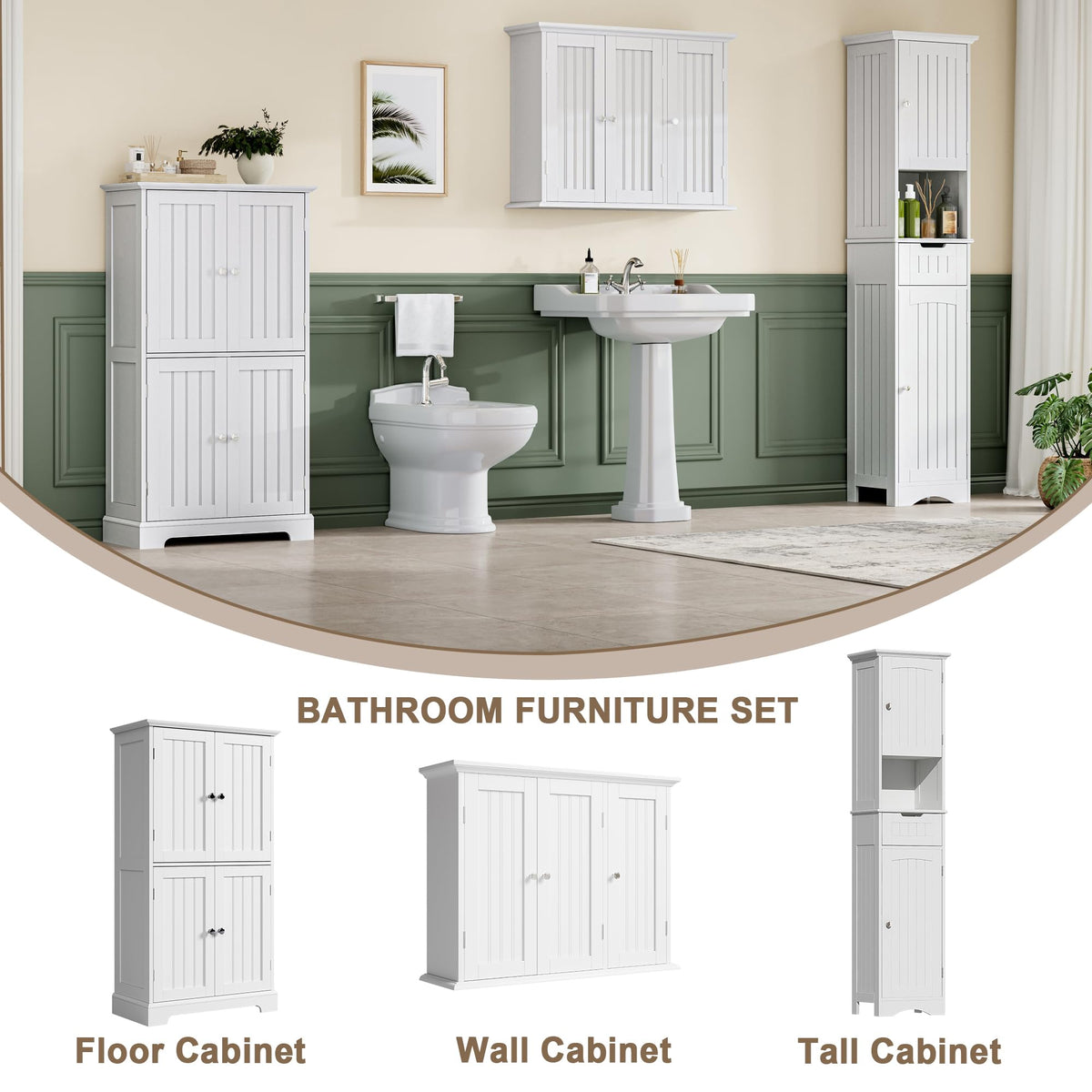 Laundry Cabinet with 3 Doors and Adjustable Shelves L6620