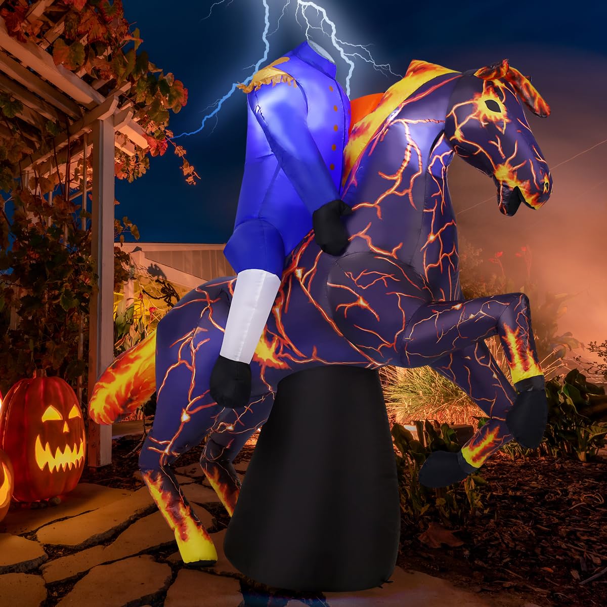 6FT Halloween Inflatables Headless Horseman with Built-in LEDs E962288