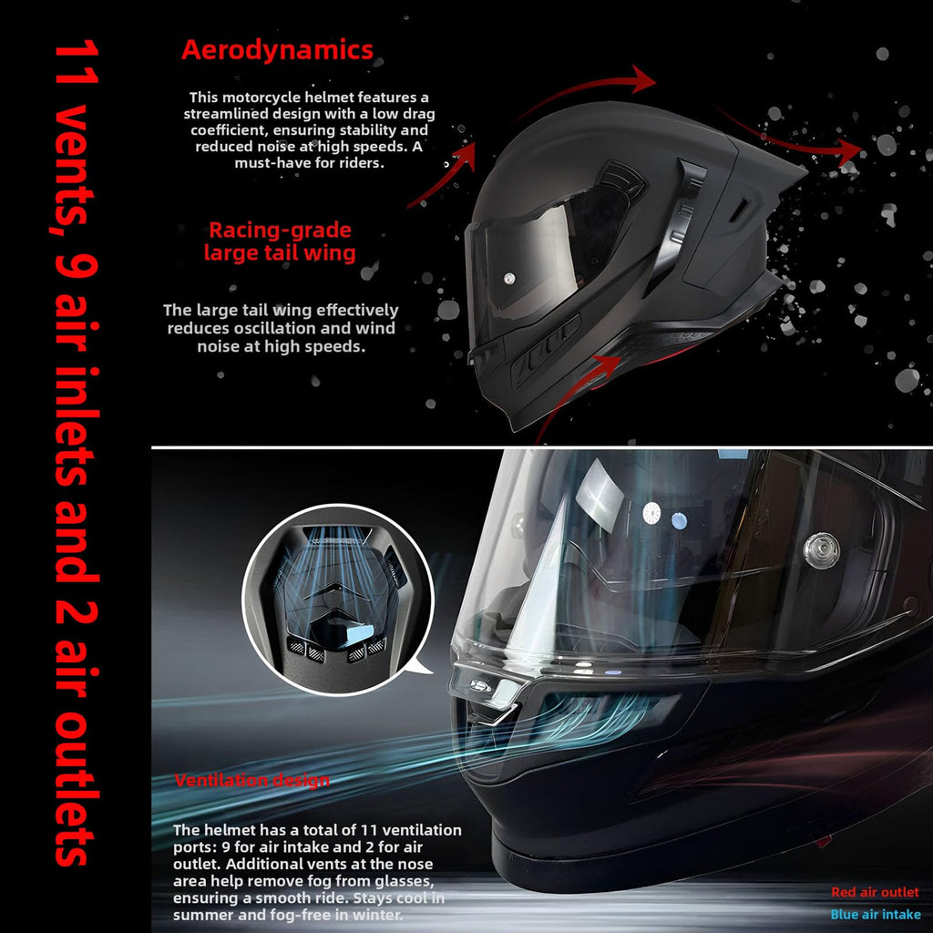 Full Face Motorcycle Helmet DOT Dual Sun Visor Y784