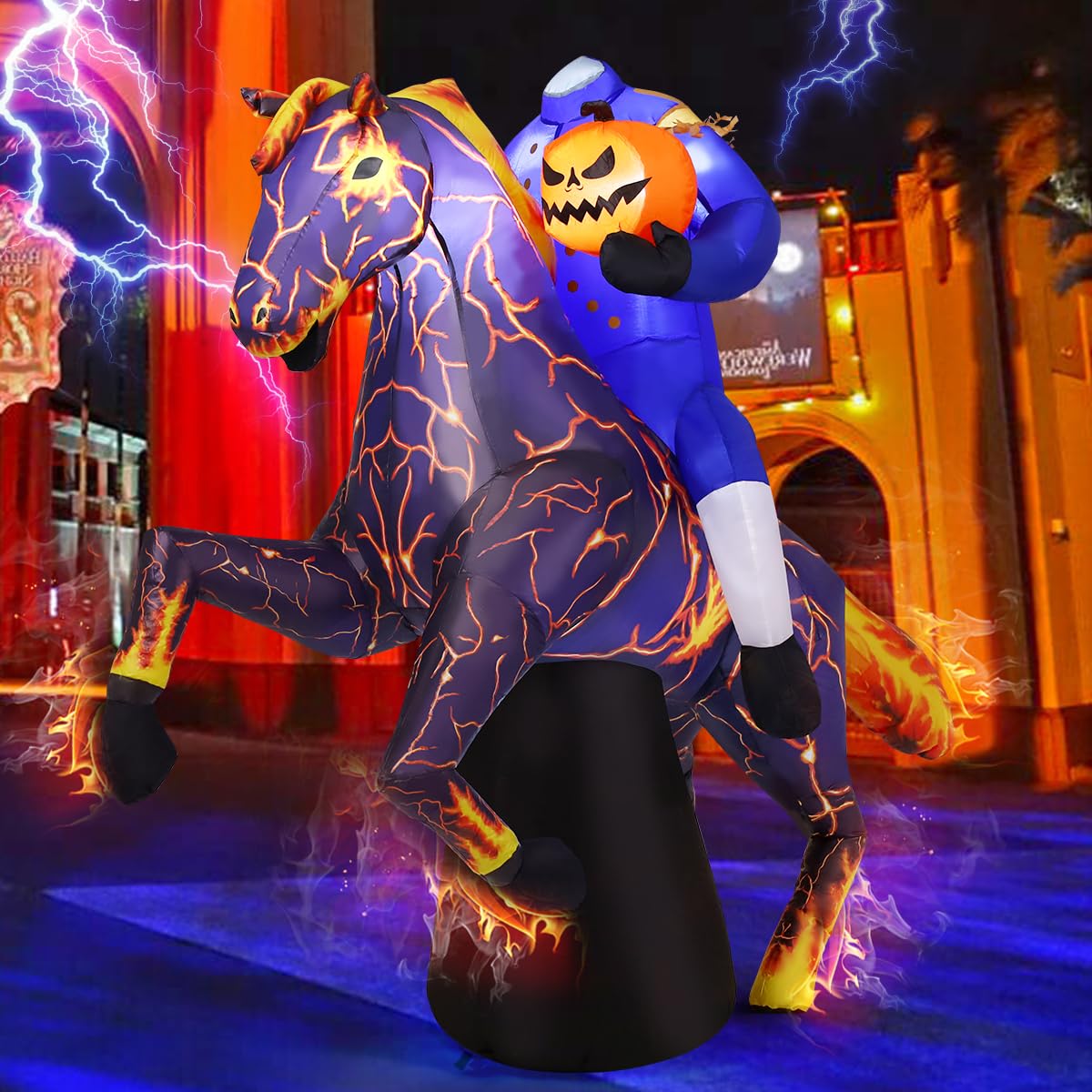 6FT Halloween Inflatables Headless Horseman with Built-in LEDs E962288