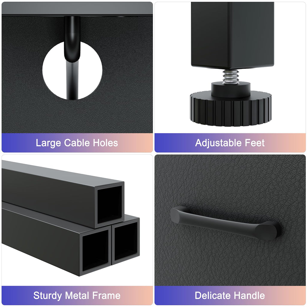 Black 6 Drawer Fabric Dresser S726