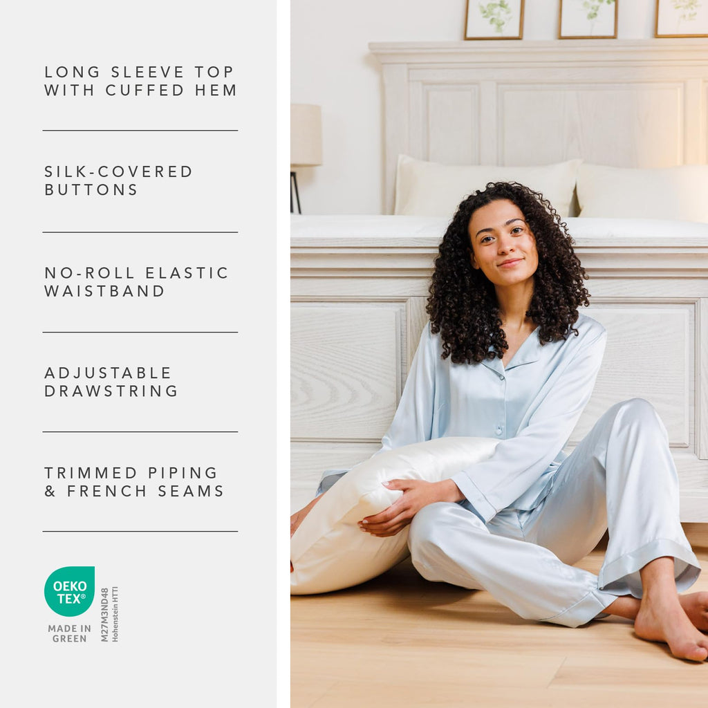 Women's 100% Mulberry Silk Long Pajama Set S820935