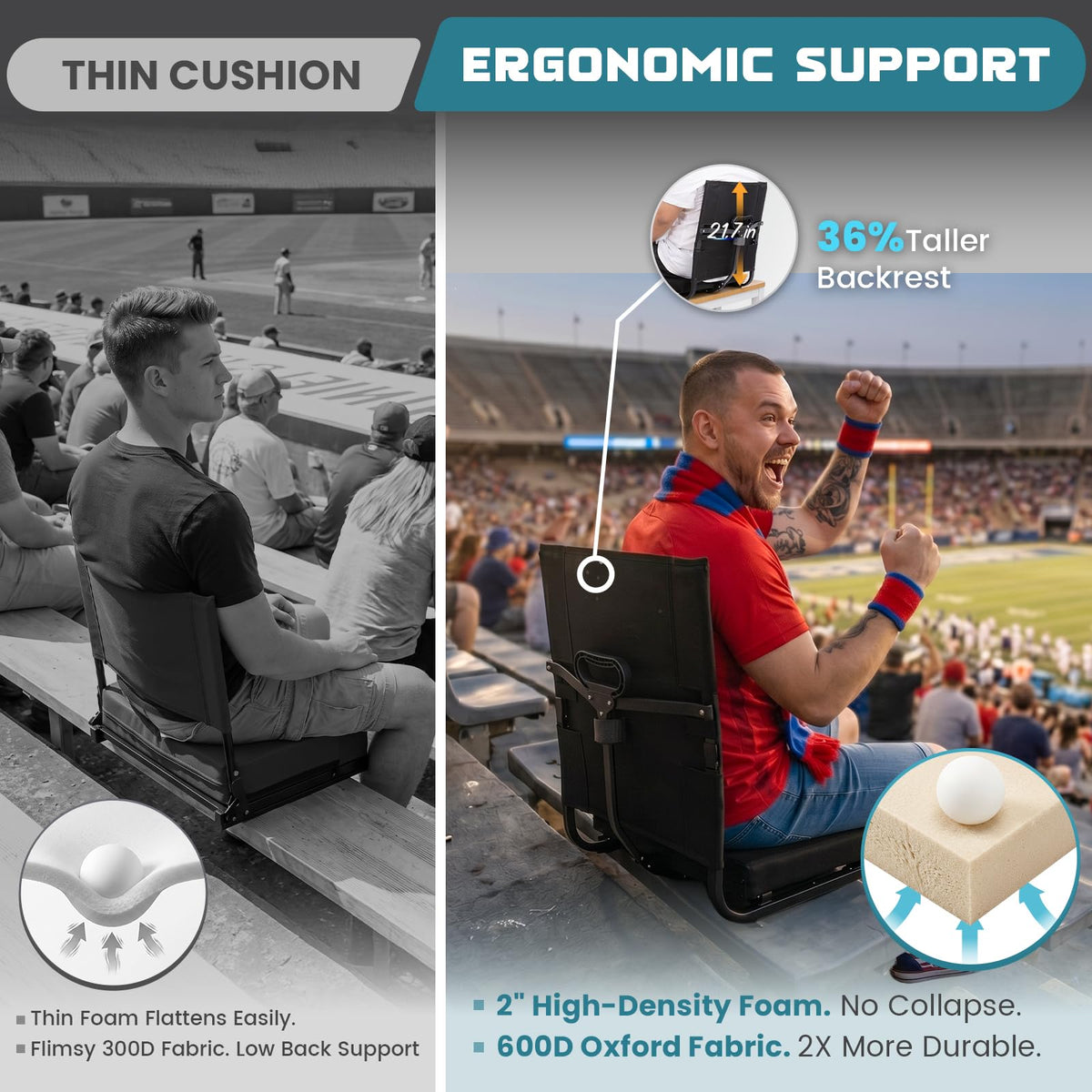 Folding Stadium Seat with Back Support B945