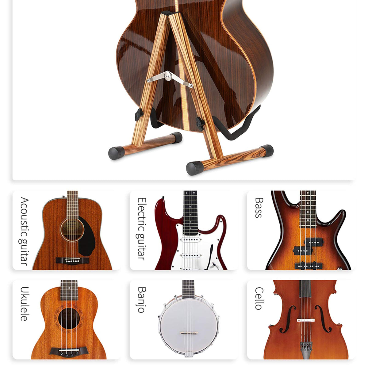 Folding Wood Acoustic Guitar Stand with Padding K70333