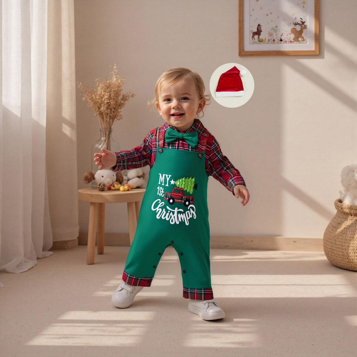 Striped Romper Overalls Pants Set P30323