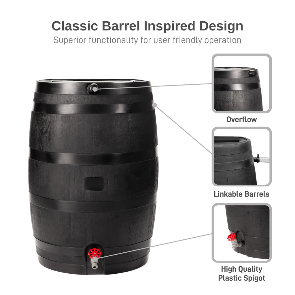 50-Gallon Recycled Plastic Rain Barrel C516014