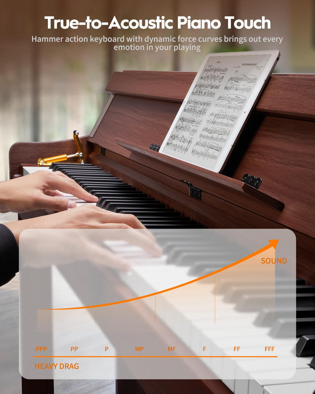 88 Keys Hammer-Action Fully Weighted Digital Piano with Furniture Stand I961