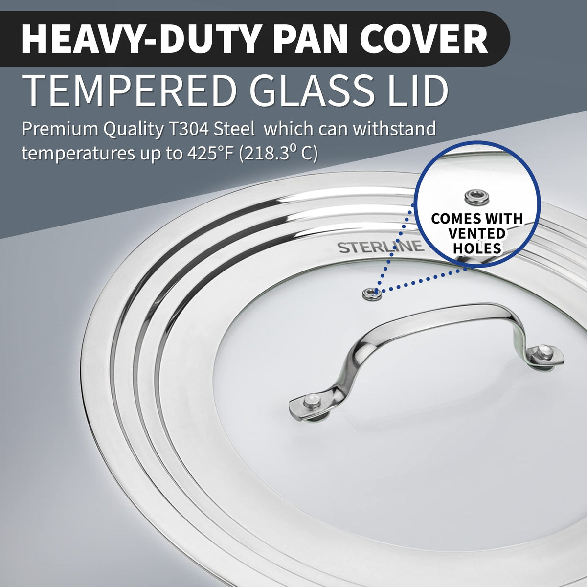 Tempered Glass Universal Lid with Steam Vent N284419