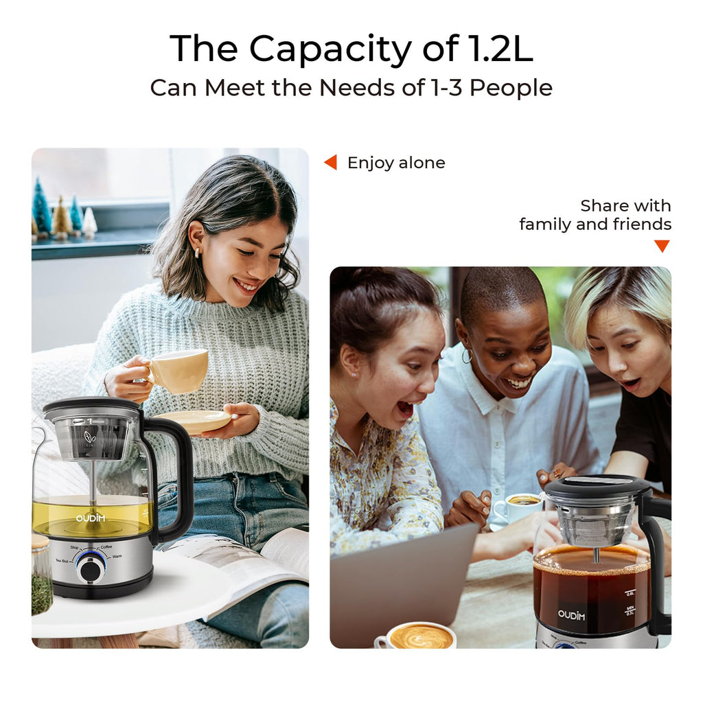 1.2L Glass Stainless Steel Drip Coffee Maker T77583