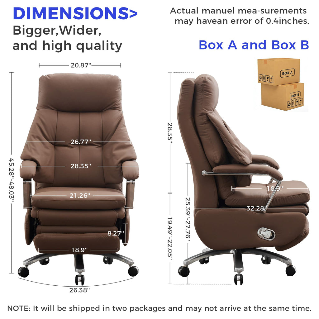 Brown PU Leather Recliner Chair with Footrest 400LBS C8127