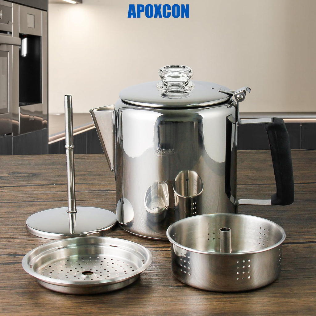 Stainless Steel Stove Top Percolator Coffee Pot 6 Cup D860939