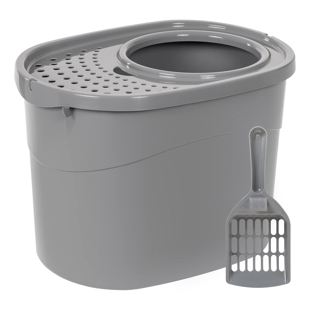 Large Top Entry Cat Litter Box with High Sides and Scoop O1872