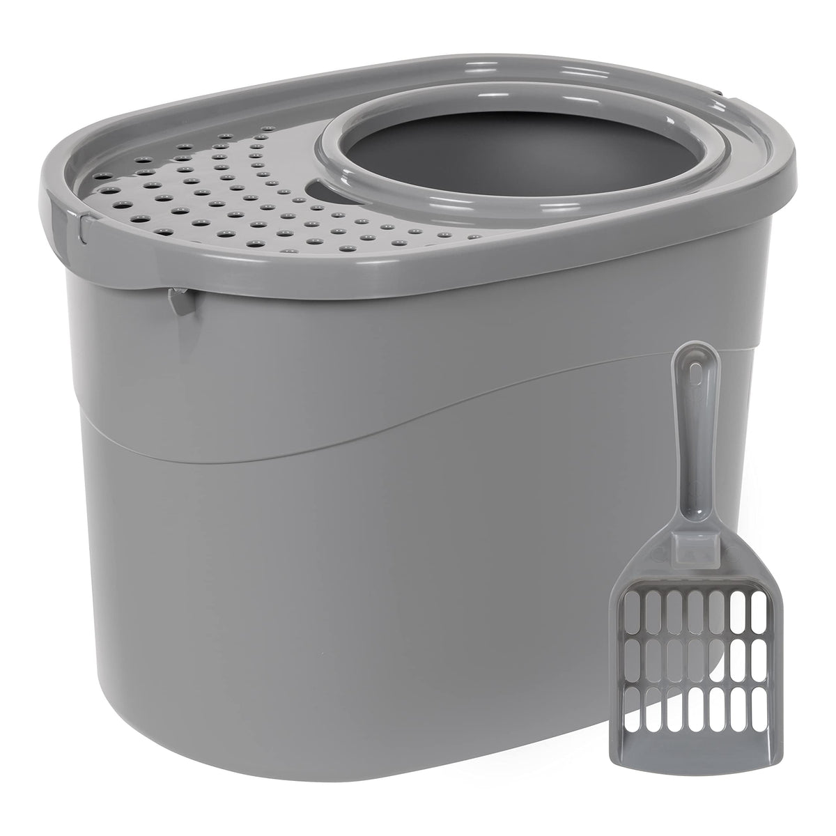 Large Top Entry Cat Litter Box with High Sides and Scoop O1872