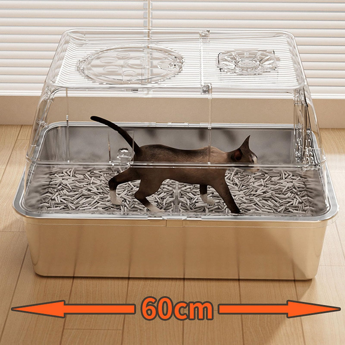 Enclosed Stainless Steel Litter Box with Flip Top Lid D829637
