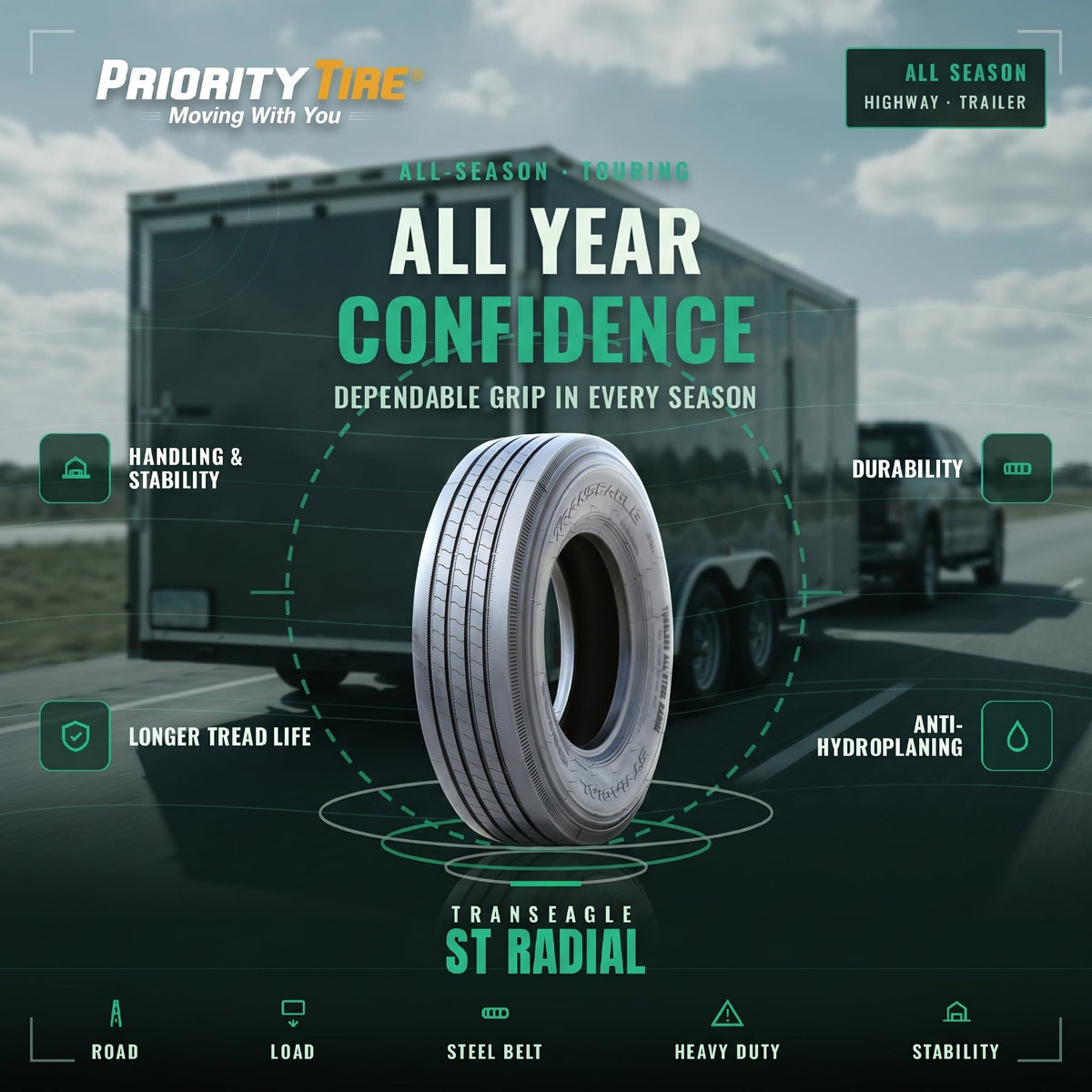 All Season 14 Ply All Steel Tire K38250