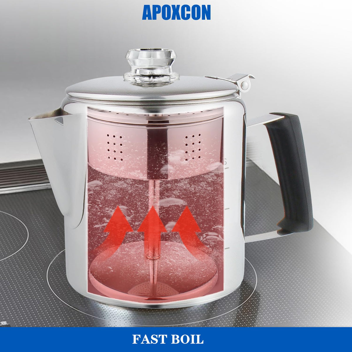 Stainless Steel Stove Top Percolator Coffee Pot 6 Cup D860939