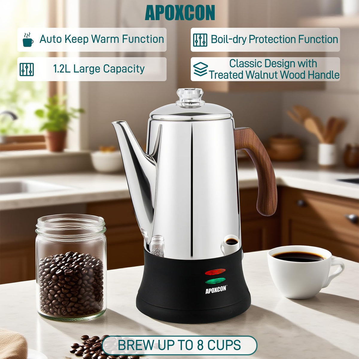 Electric Stainless Steel Coffee Percolator 8 Cup W91563
