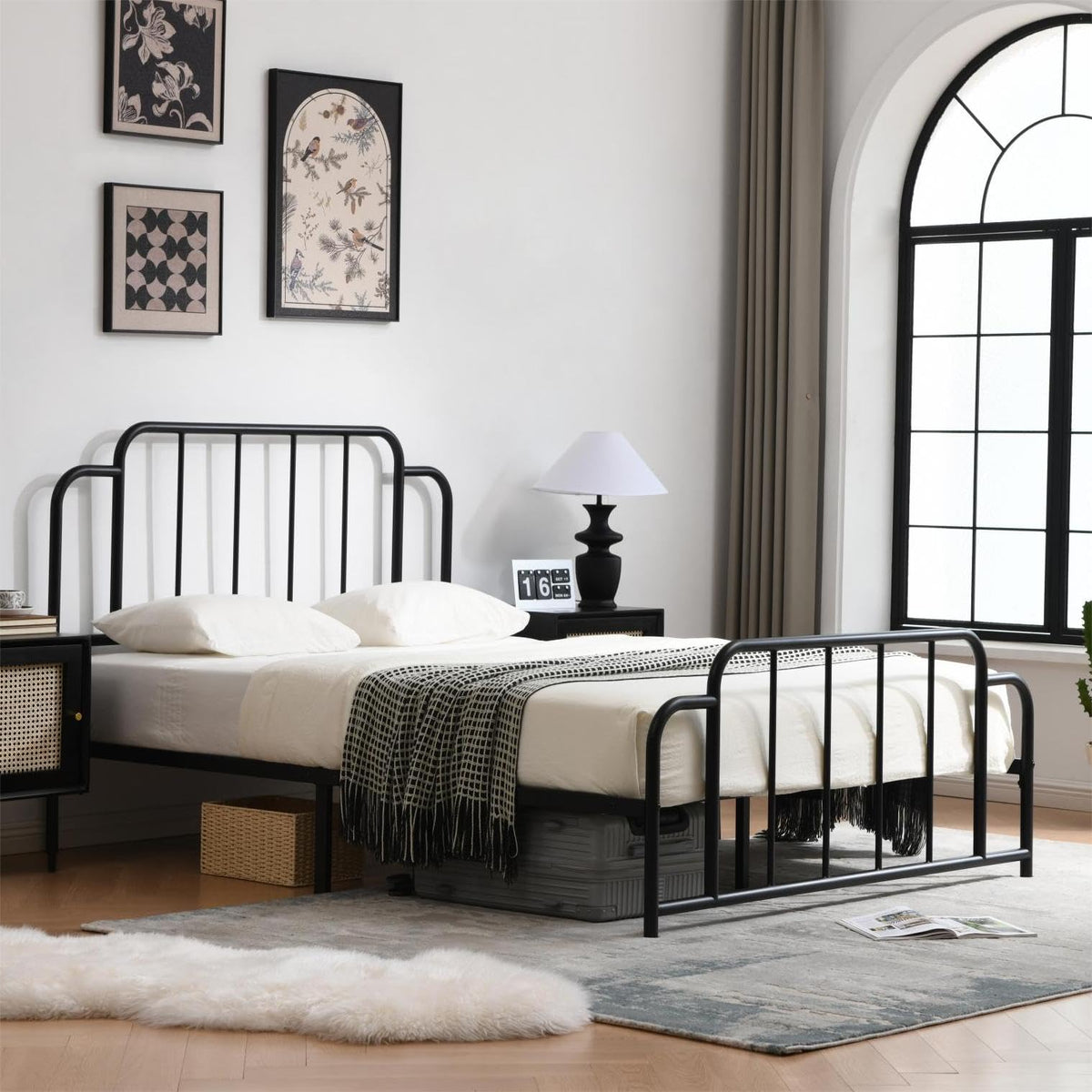 Black Full Size Metal Bed with Headboard and Footboard C66283