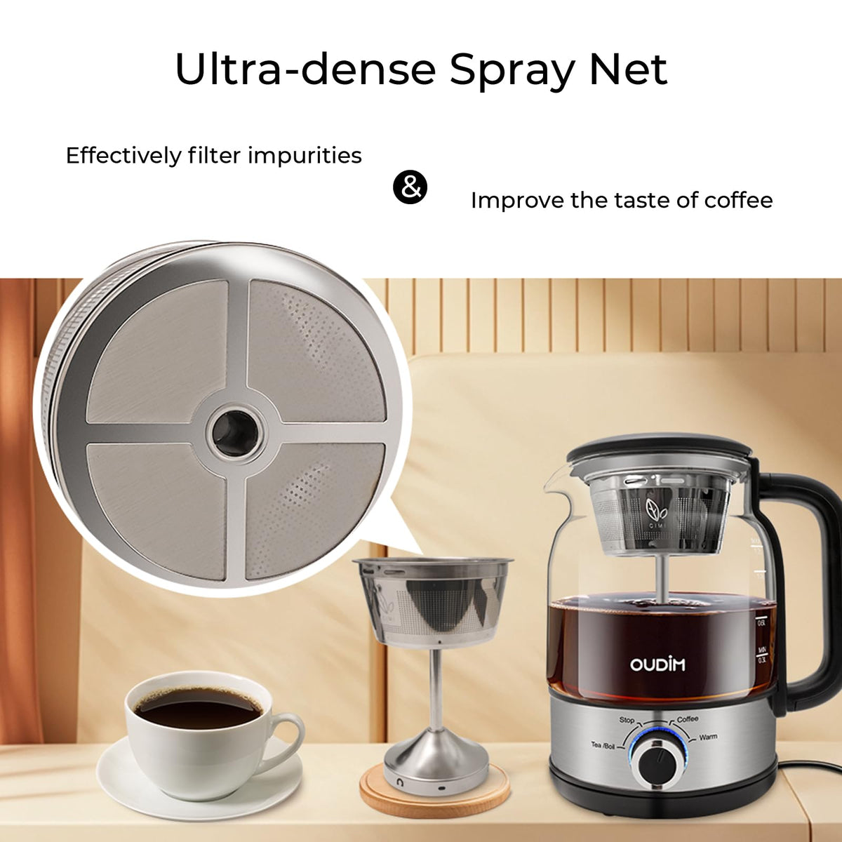 1.2L Glass Stainless Steel Drip Coffee Maker T77583