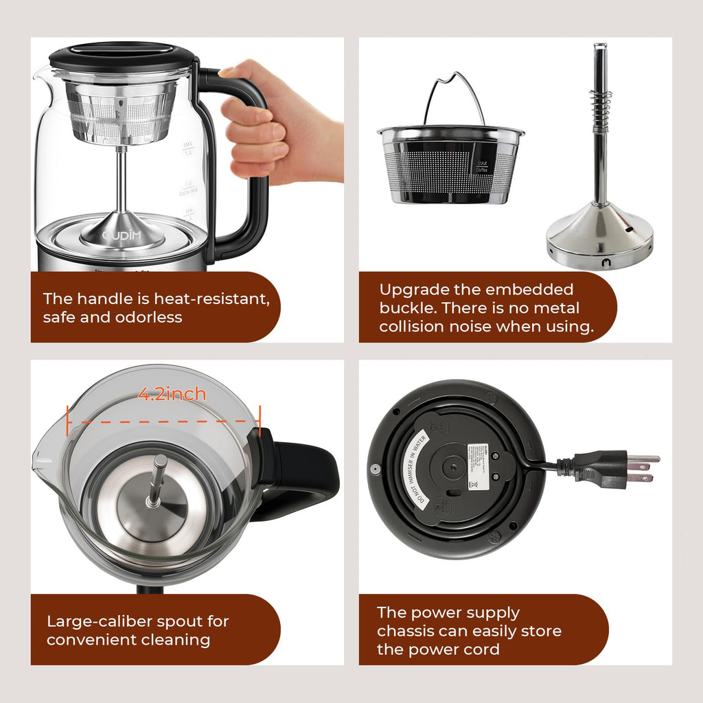 1.2L Glass Stainless Steel Drip Coffee Maker T77583