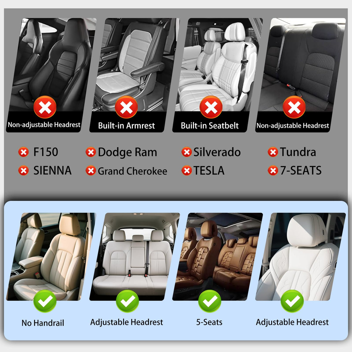 Black Leather 5-Seats Car Seat Covers J5765