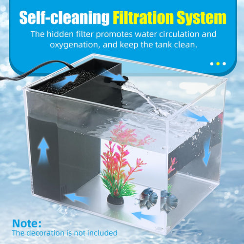 1 Gallon Betta Fish Tank with LED Light and Water Filter Pump Q19135