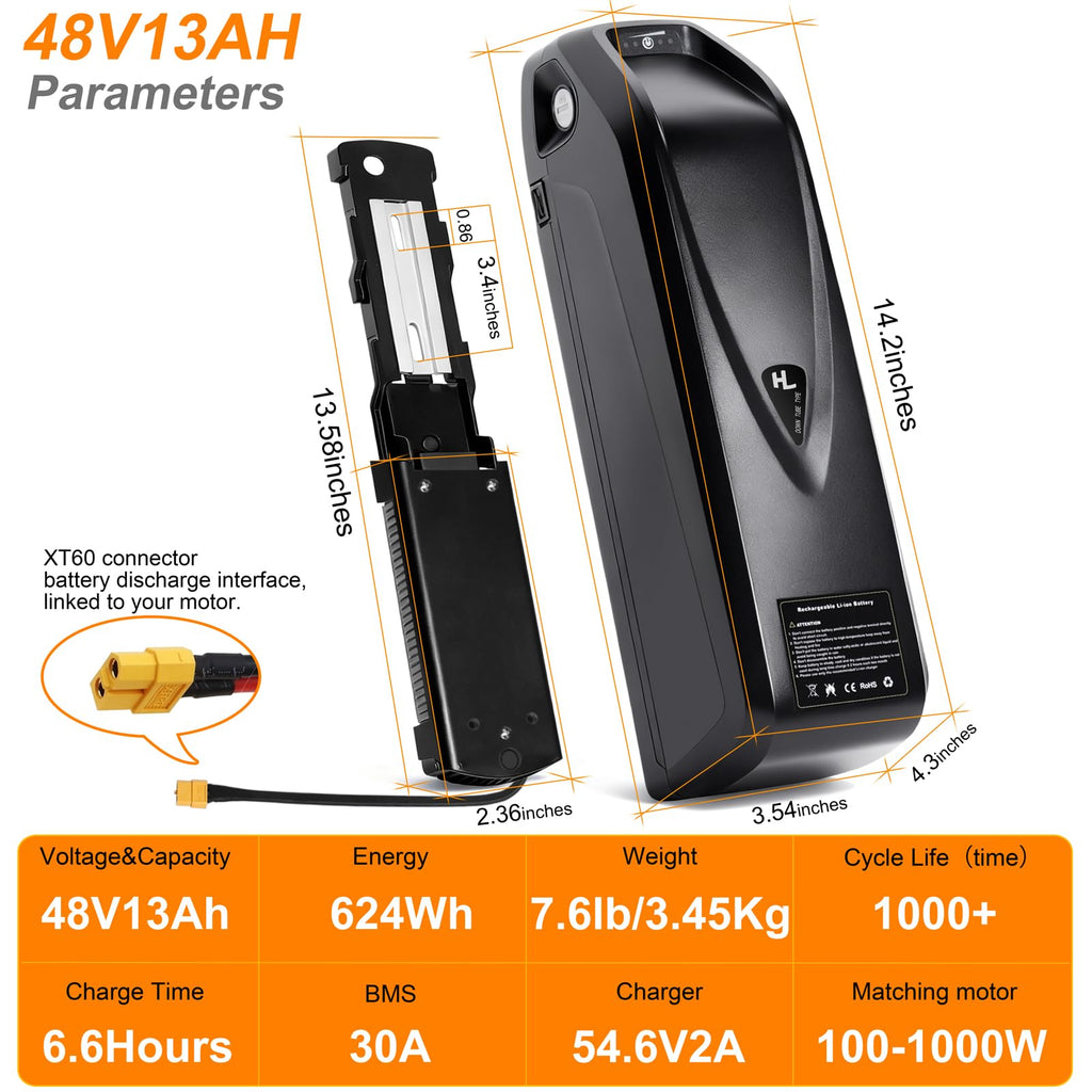 48V 13Ah Lithium Ebike Battery Pack with 30A BMS X9546