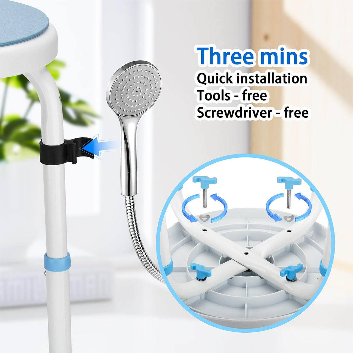 Foldable Adjustable Swivel Bath Seat Shower Chair Stool Q908