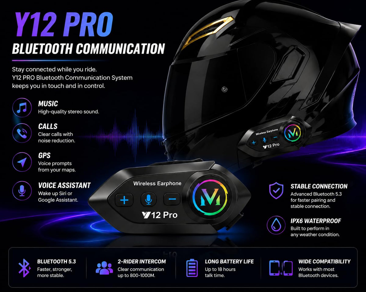 Bluetooth Modular Flip-Up Full Face Motorcycle Helmet K389288