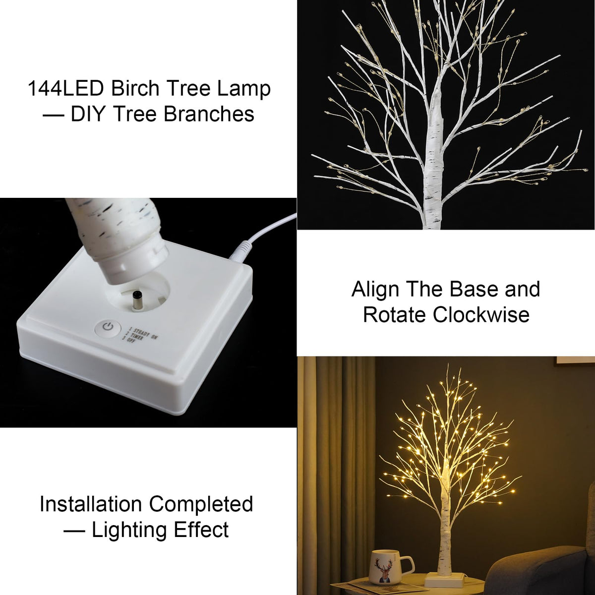2 Pack Artificial Tree Lamp with Timer S303
