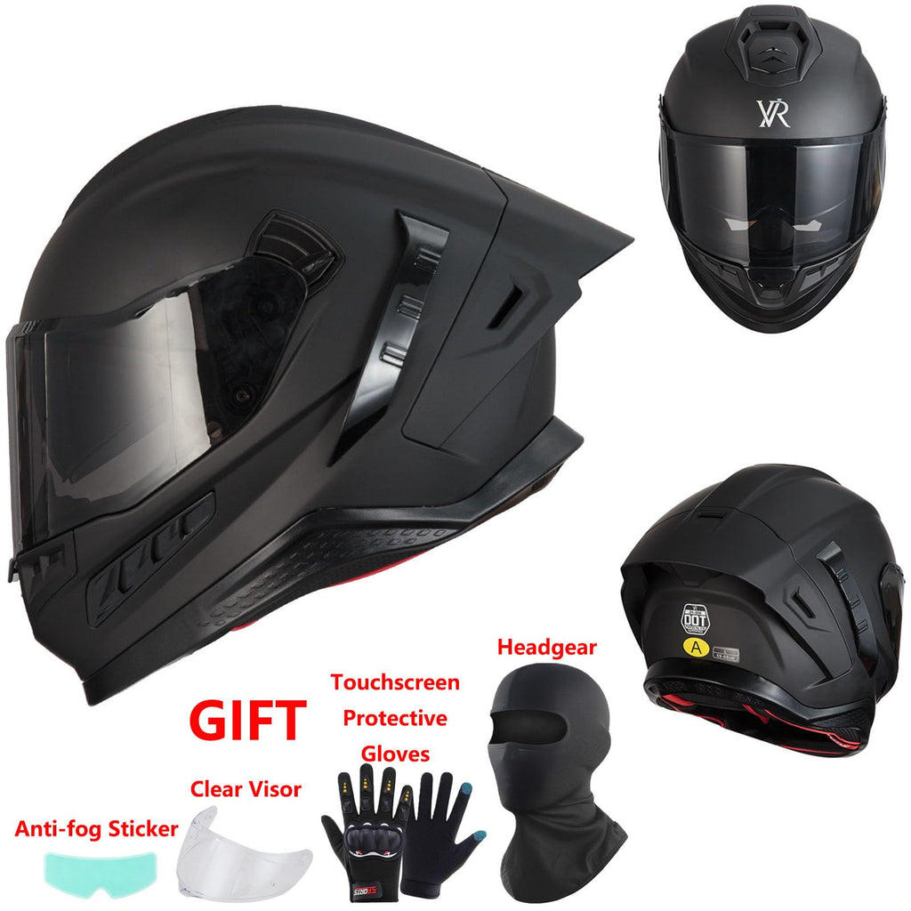 Full Face Motorcycle Helmet DOT Dual Sun Visor Y784